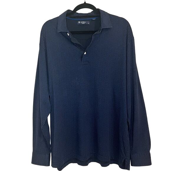 Cremieux Men's Classic Polo Shirt Size XL Black/Blue Polka Dot Long Sleeve - Picture 1 of 14